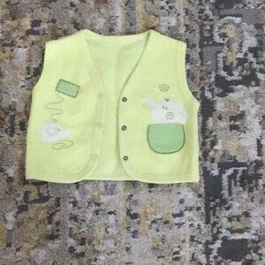 Cute Lime Green Baby Vest with Elephant Design